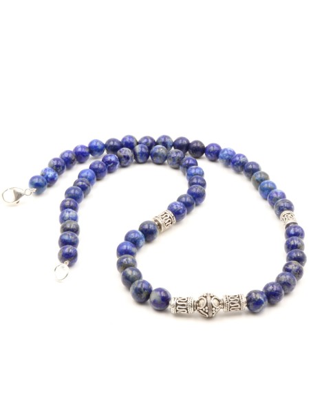 Collier perles Lapis Lazuli homme et femme
