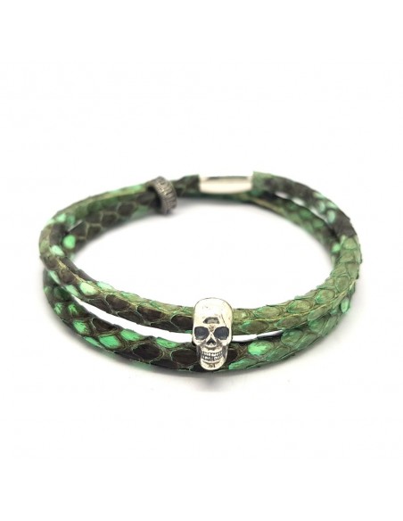 Bracelet double rang python vert