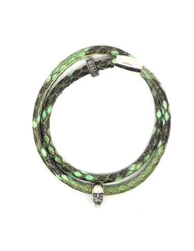 Bracelet double rang python vert