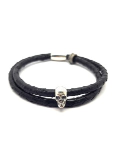 Bracelet double rang python noir