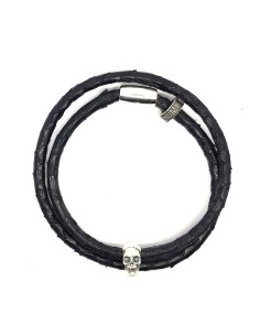 Bracelet double rang python noir 2