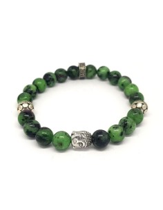 Bracelet ruby buddha en perles ruby zoisite et argent 925